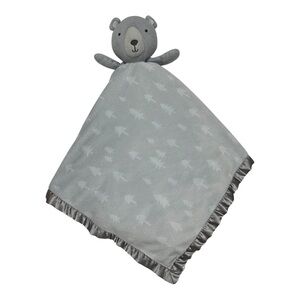 Cloud Island Large Bear Baby Lovey Security Blanket Gray Tree Print 29.5" x29.5"
